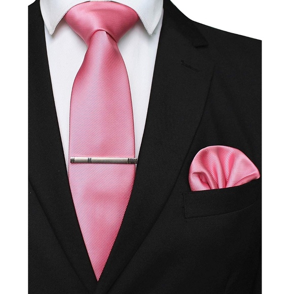 Unbranded Accessories Mens Solid Tie Pocket Square Tie Clip Set Pink Poshmark Men hand made tie set wool cashmere solid pocket square hanky clip pin with b. mens solid tie pocket square tie clip set pink